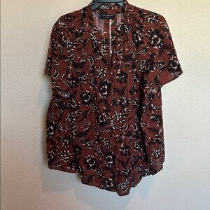 Lane Bryant Brown Floral Blouse